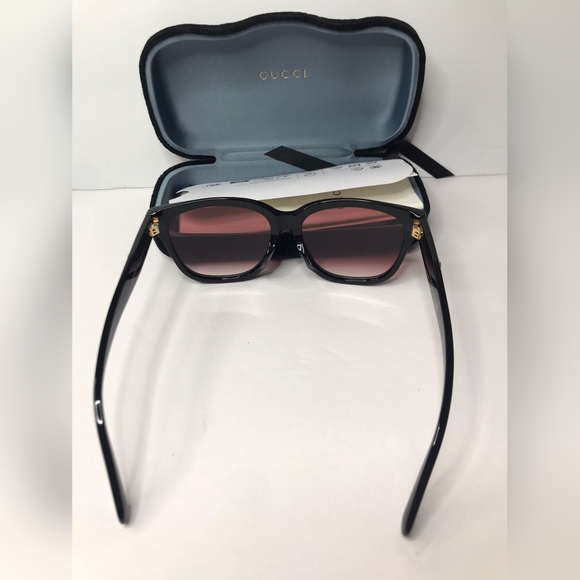 💯 - New- Gucci Sunglasses Women's GG0800SA 002 Black/Red Gradient Lenses 56mm - Picture 11 of 15